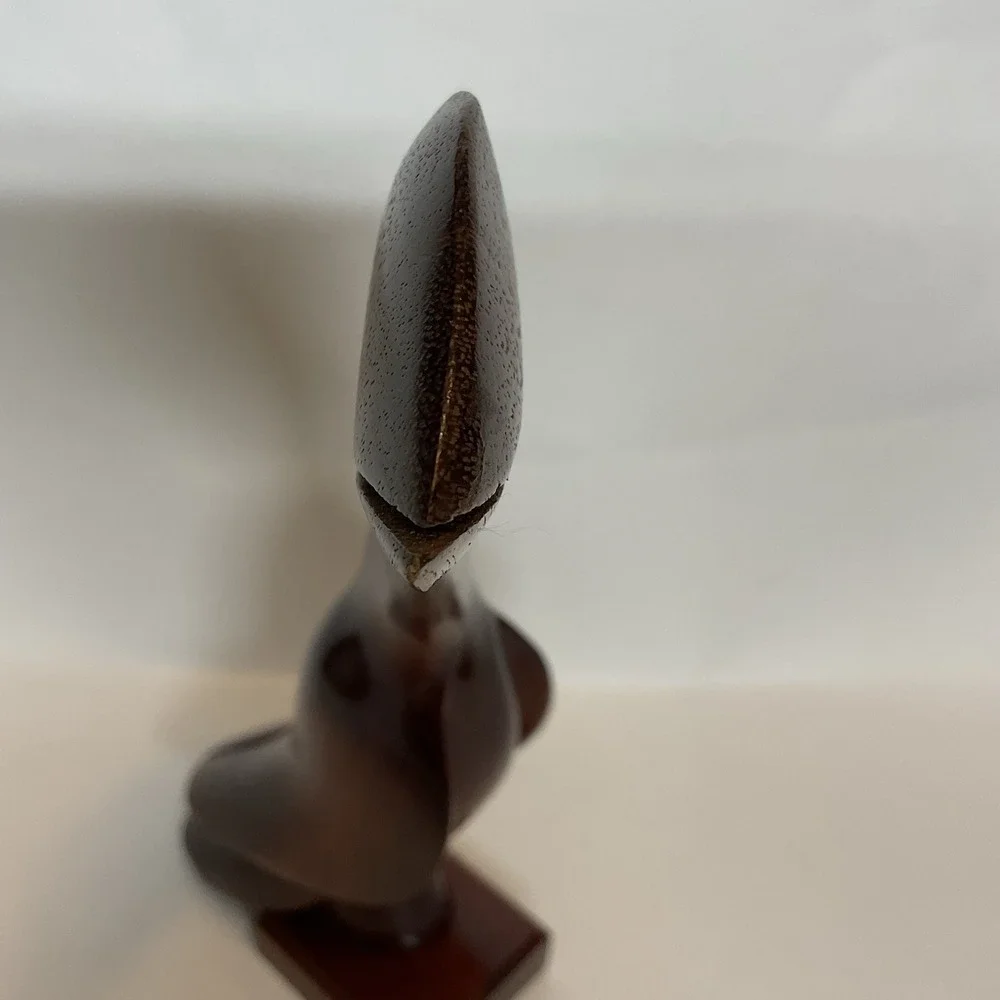 Vintage Brazil Wood Hand Carved Toucan Sculpture Figurine Statue Glass Eyes 9,5